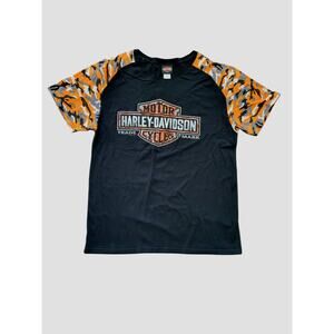 Harley Davidson T-Shirt Sz Large 100% Cotton Camo